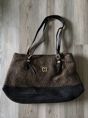Eric Javits Brown & Black Woven Shoulder Tote